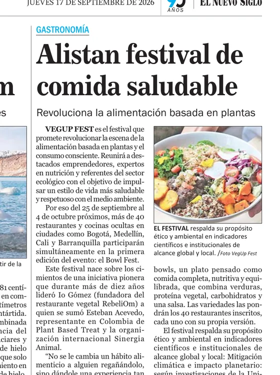 Recorte de El Nuevo Siglo sobre el festival