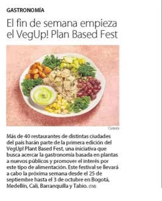 Recorte de La República sobre el VegUp! Plant-Based Fest